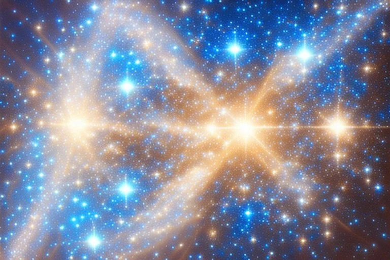 lightblue sky with little bright diamond stars shining galaxy and soft light beam