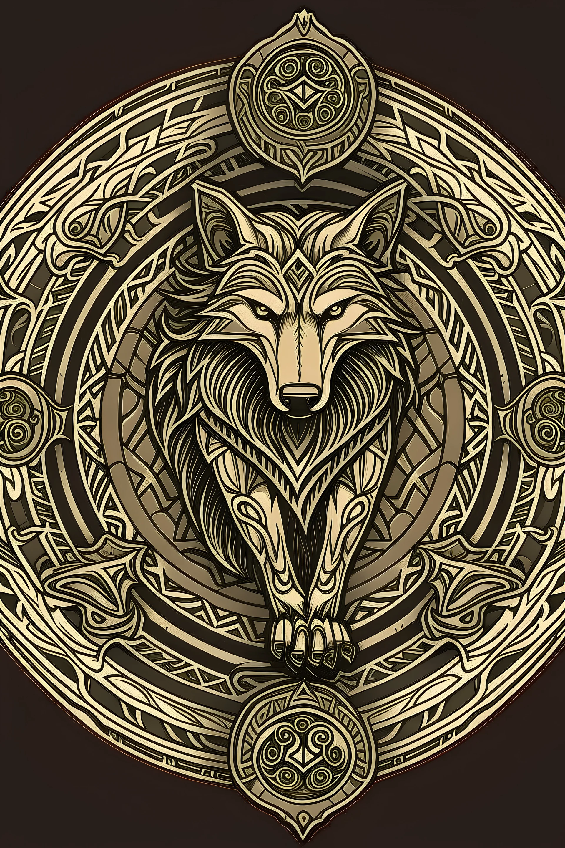 Celtic style shield with wolf