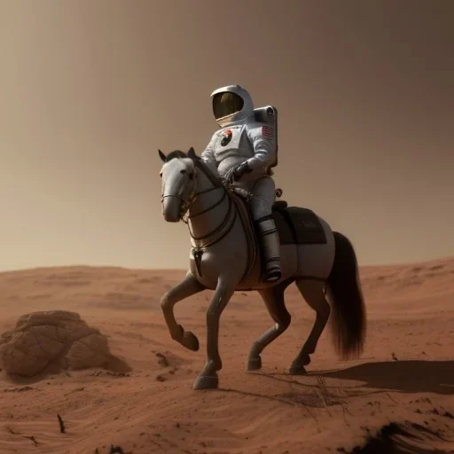 Riding horse astronaut mars unreal engine 5, octan render