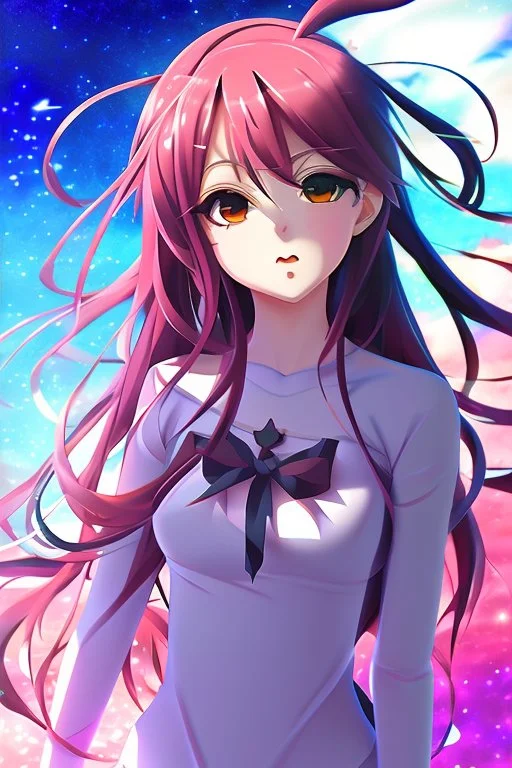 Modern stunning pfp of anime girl of Gemini zodiac sign. Background must contain Gemini zodiac sign