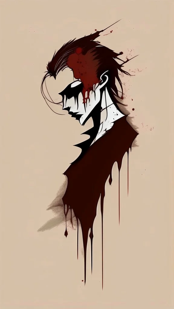 vampire drawing, minimalistic style, natural colors, blood