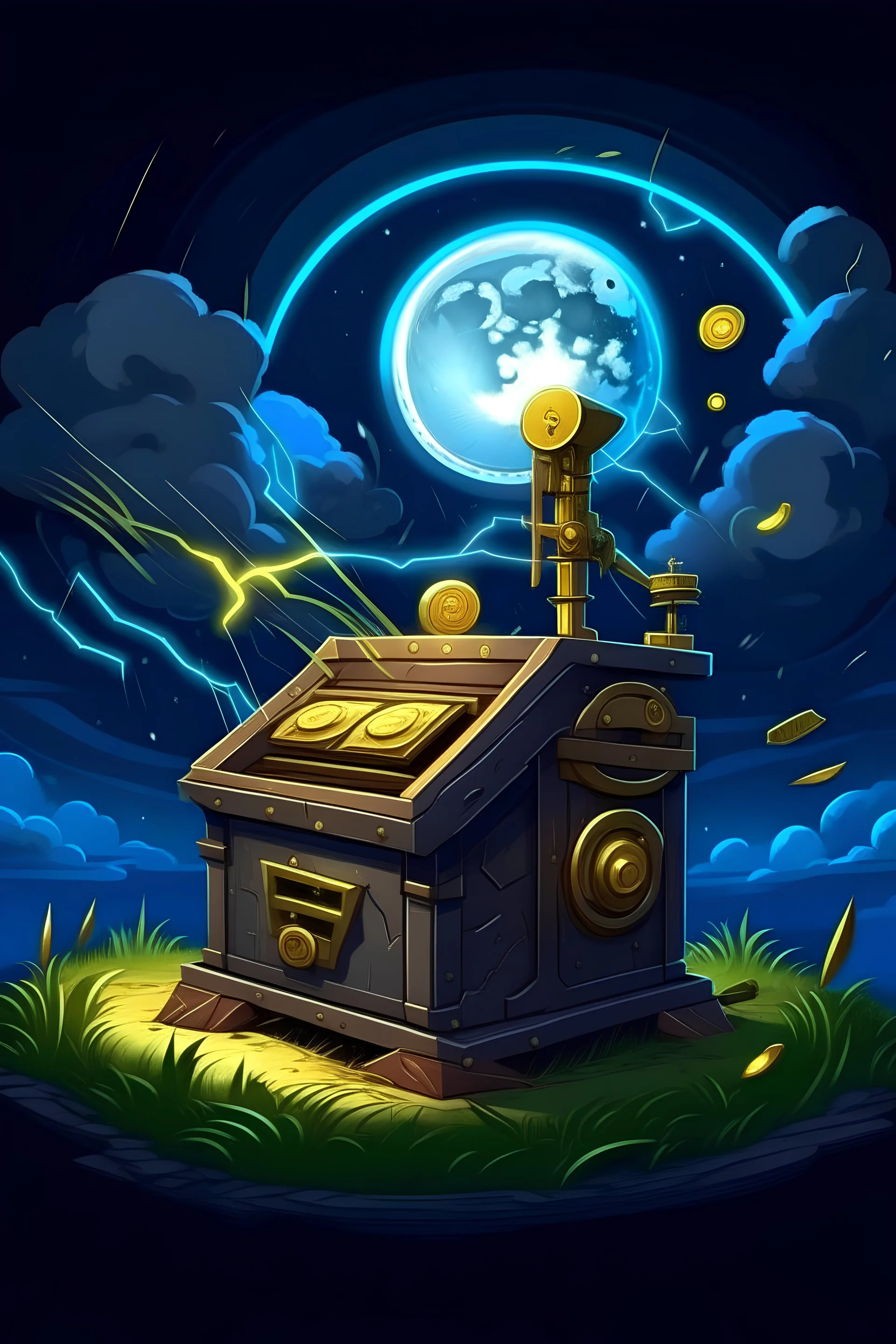 machine weapon robbery coins lightning moonlight