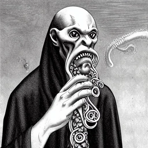 Realistic Nosferatu with tentacle beard as Russian Orthodox