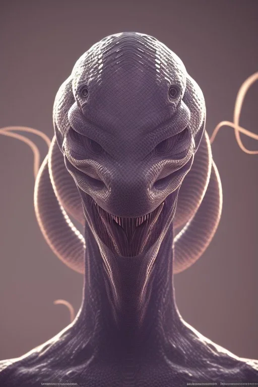 snake alien, head,8 eyes, evil, 8k, with hairs, finely detailed, photo realistic