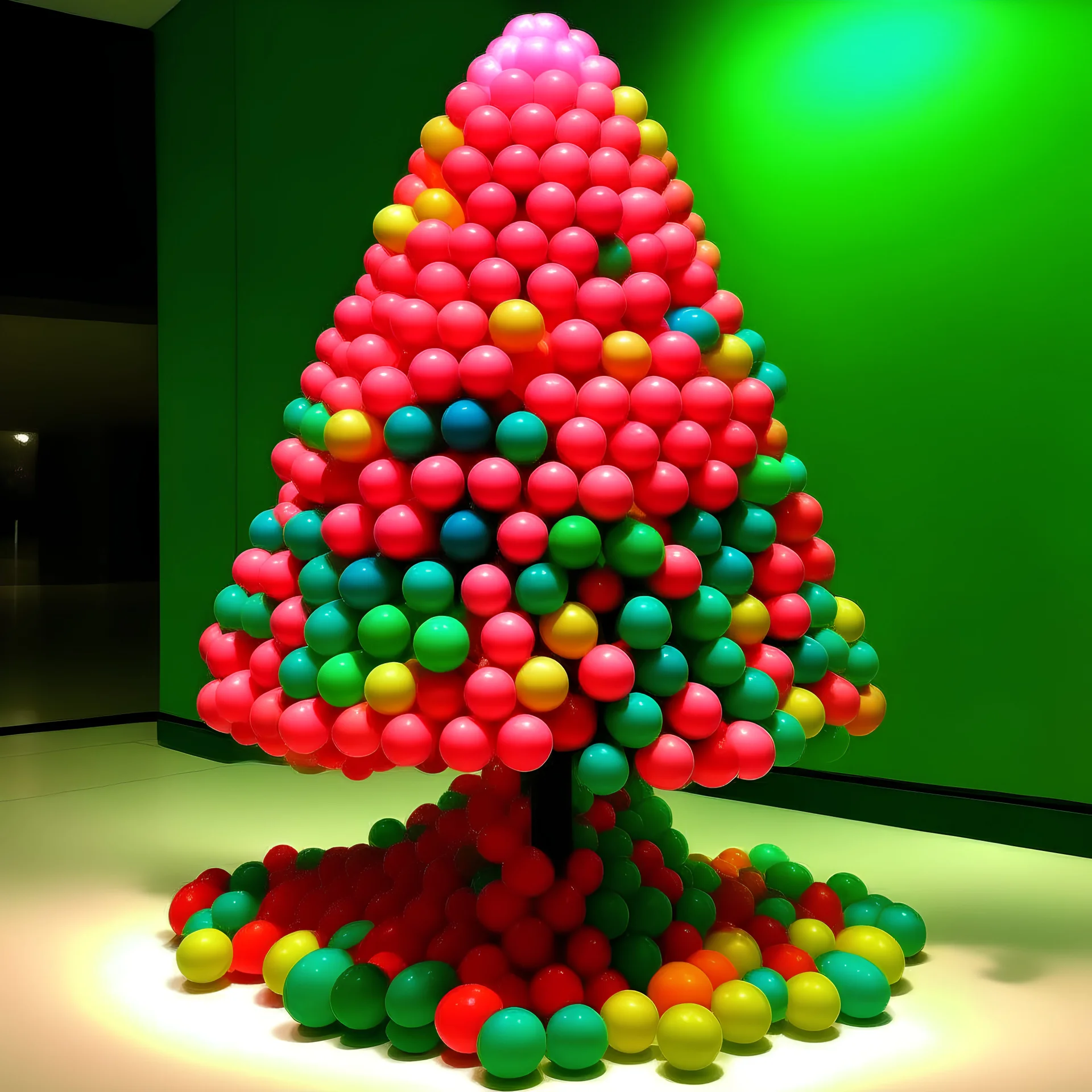 A christmas tree made of bubblegum