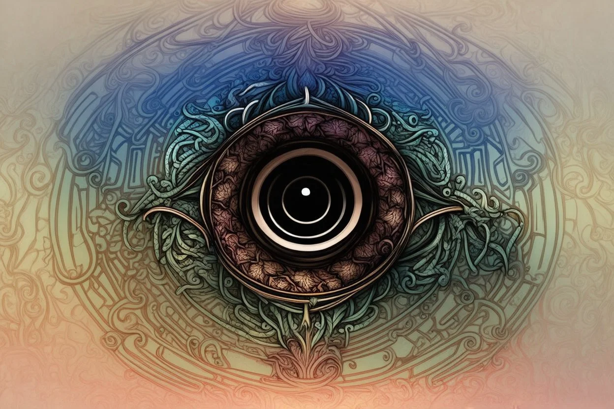 reshape to resemble a stylized human eye. colorful powdery eye shadow around it