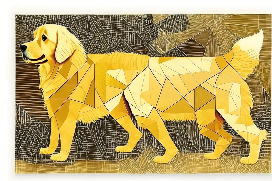 style of paul klee Golden retriever dog