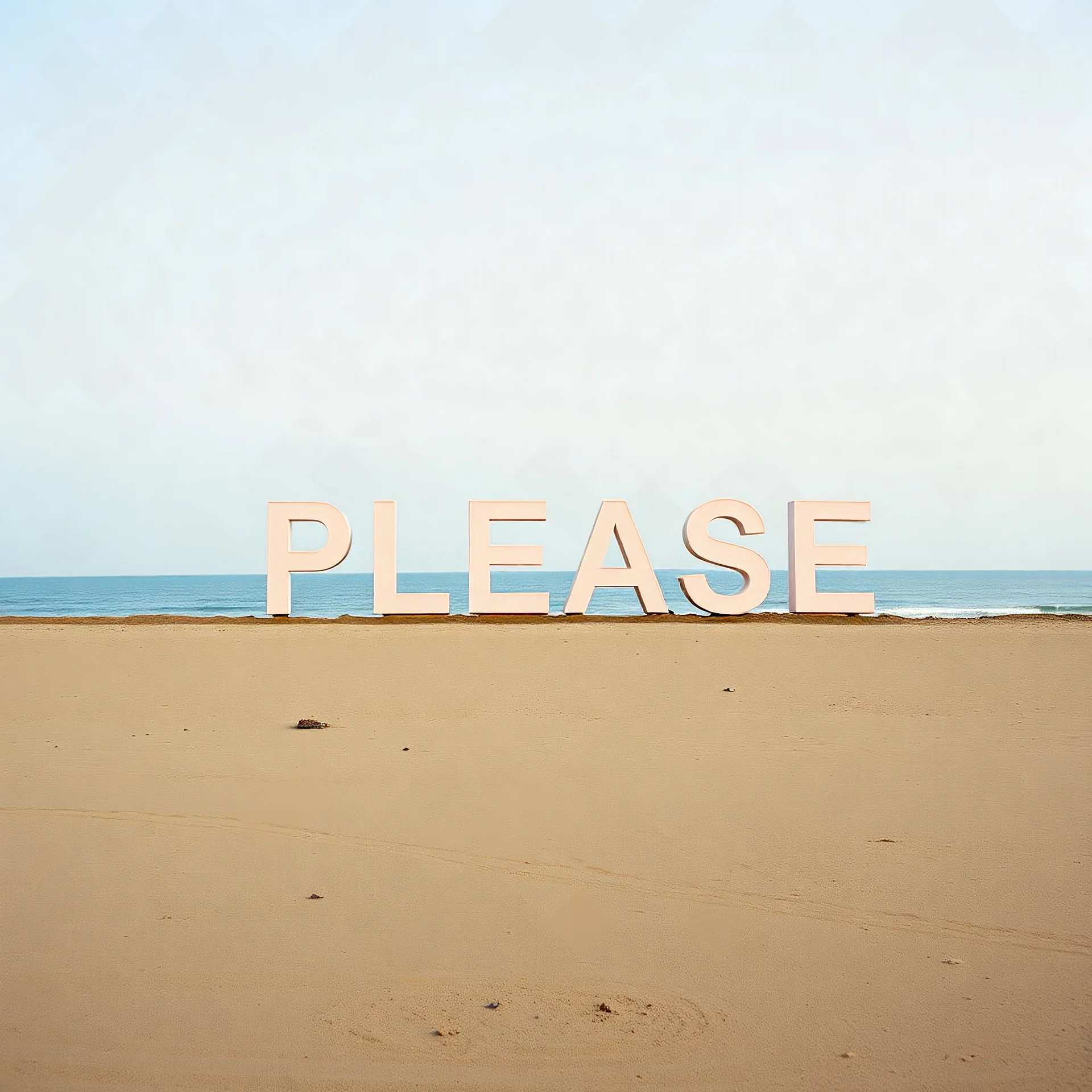 photograph, the word 'PLEASE' in the style of photographer Brett Stanley