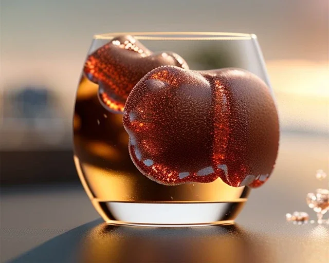 Brown cola fizzy bubbles glass crushed ice