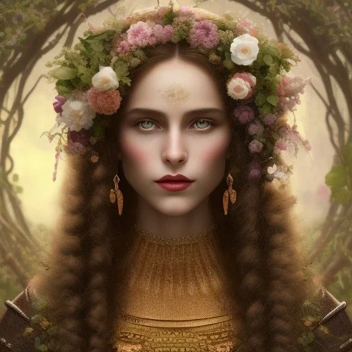 woolitize,, sonrisa, frida, , Dryad, fae, sidhe, siniestro, naturaleza, plantas, flores silvestres, pintura facial, retrato de personaje dnd, intrincado, óleo sobre lienzo, obra maestra, experto, increíblemente detallado, resolución 4k, estilo retroanime, lindo grande ojos reflectantes circulares, detalles cinemáticos suaves e intrincados, iluminación suave y suave, colores calidos, estilo renacentista pintado