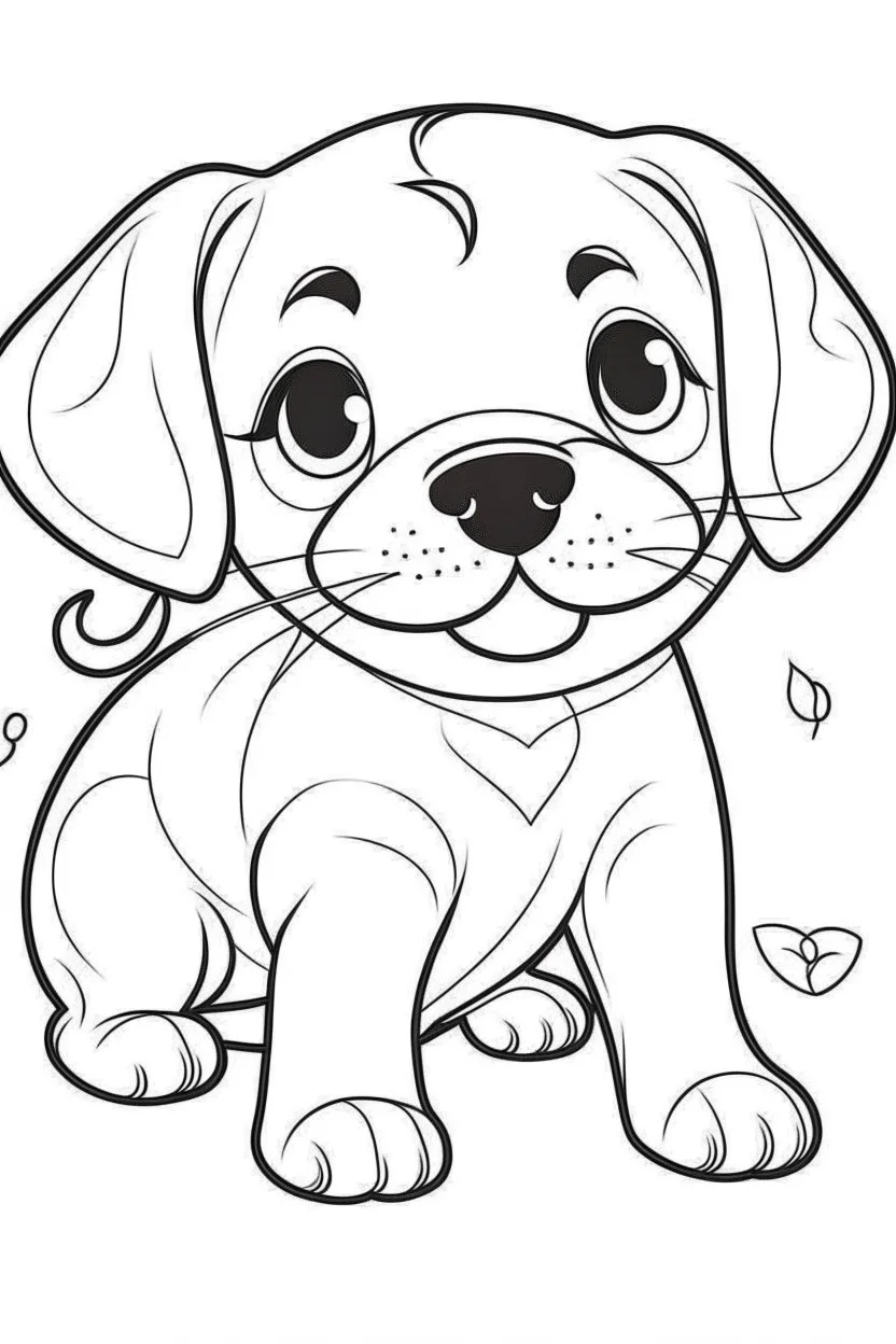 outline art for Puppy (Dog) coloring pages with sitch, white background, Sketch style, full body, only use outline, toddlers style, clean line art, white background, no shadows and clear and well outlined.