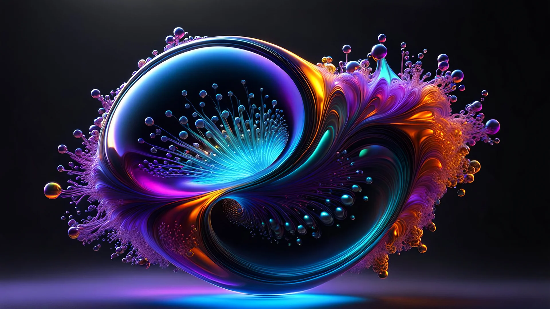 3D-rendered organic form, liquid medium, futuristic, fantasy, geometrical shape, single colorful objects, fractal, tactile, biological, abstract, scientific, black background, octane render, award-winning on Artstation: atmospheric: commanding: fantastical: clarity: 16k: ultra quality: brilliance: stunning colors: profound: amazing depth; lens: f/16