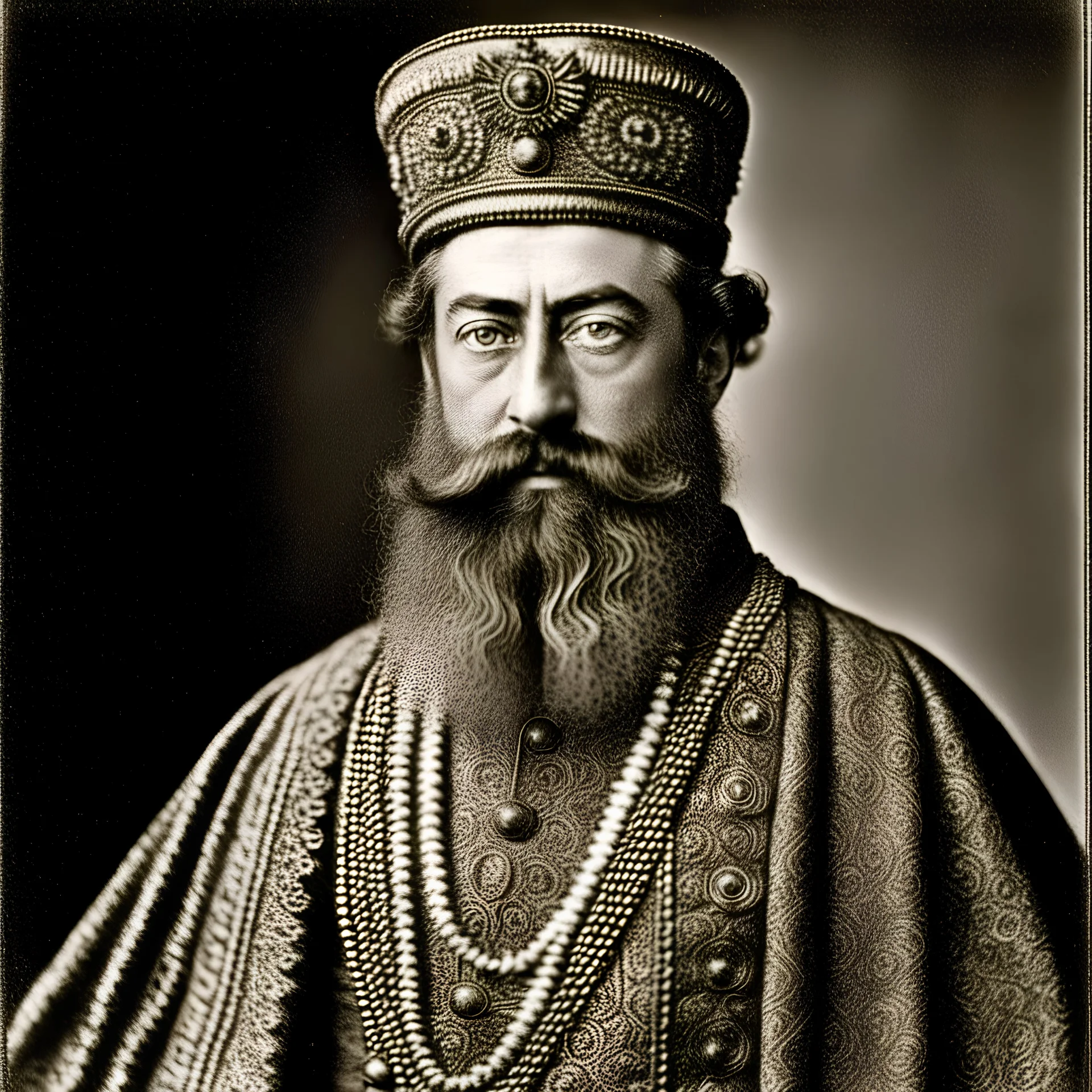 1900 senesinden uzun sakallı keskin bakışlı güçlü bir italyan imparator