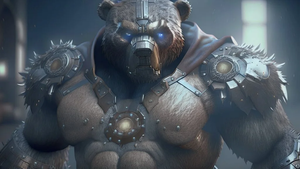 bear humanoid supervillain, photorealistic, unreal engine 5, masterpiece, trending on artstation