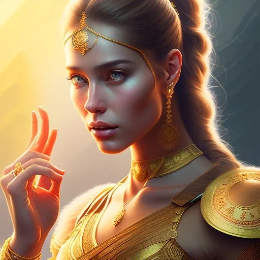 portrait of leonidas as a yoga woman,4k, Highly Detailed, perfect eyes, Digital Illustration, Cinematic Lighting, Realistic, Sharp Focus, Centered, Beautifully Lit, Bioluminescent by Stanley Artgerm Lau