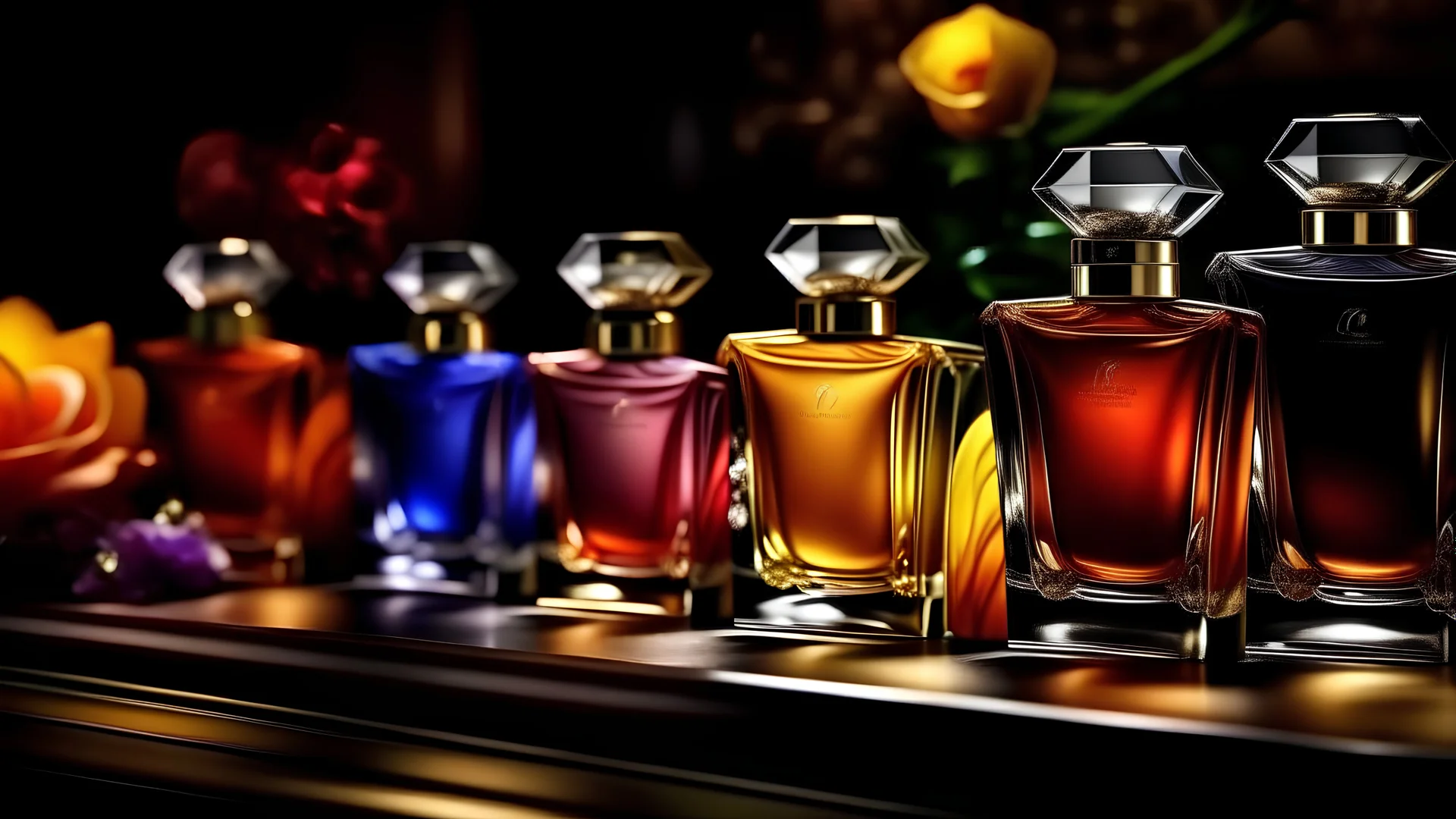 generate me an aesthetic image of Perfumes: Captivating Scents That Define Elegance!