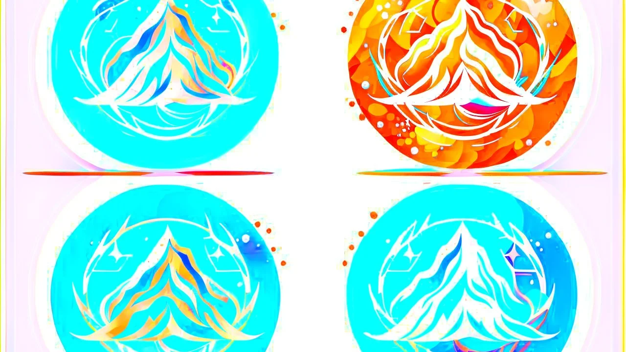 Generate a visually striking and memorable logo that embodies the principles of distinctiveness, simplicity, and memorability for "Prana Breathwork" using the Ice & Fire Transformation theme. Utilize a palette of Crisp Blue Ice, Pure White, and Vibrant Orange. Incorporate elements such as the Montanha de Gelo (Ice Mountain), symbolizing resilience, and the flickering Chama (Flame) for energy and vitality.