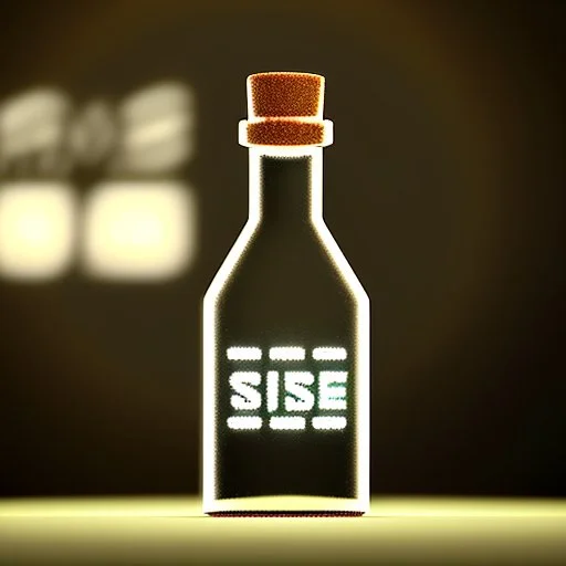 A digital message in a glass bottle. The message is the creation of artificial intelligence.