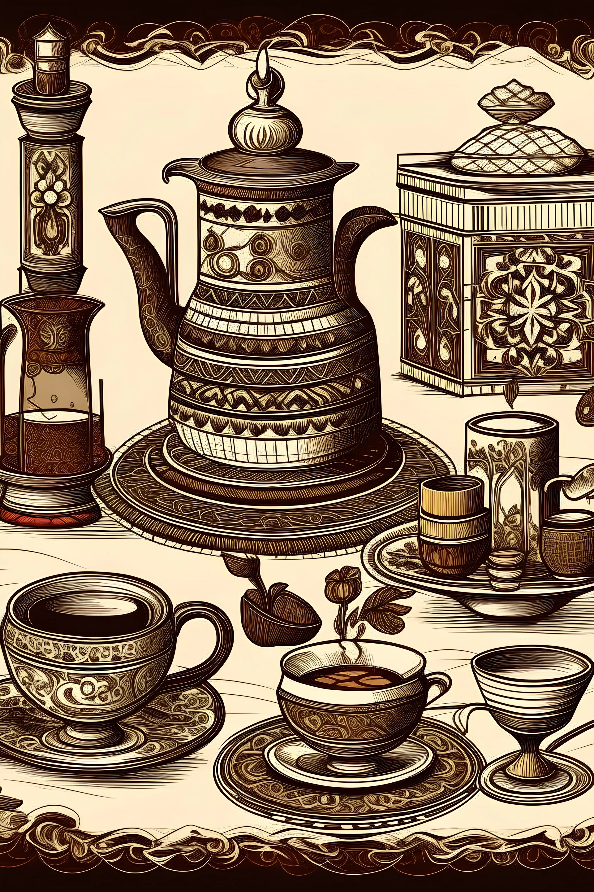 cree moi un ensemble d'image pour decoré un café chicha marocain