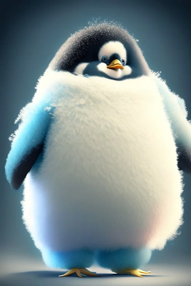 cheery penguin avatar full body in fluffy material