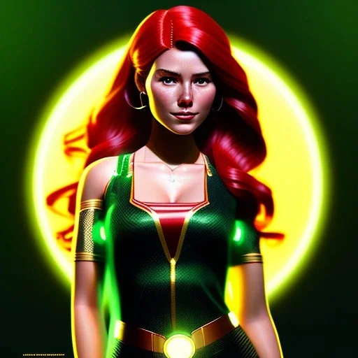 portrait of mary jane watson, red hair, green eyes, black tanktop, intricate, elegant, glowing lights, highly detailed, comic style, artstation, concept art, smooth, sharp focus, illustration, art by wlop, mars ravelo and greg rutkowski