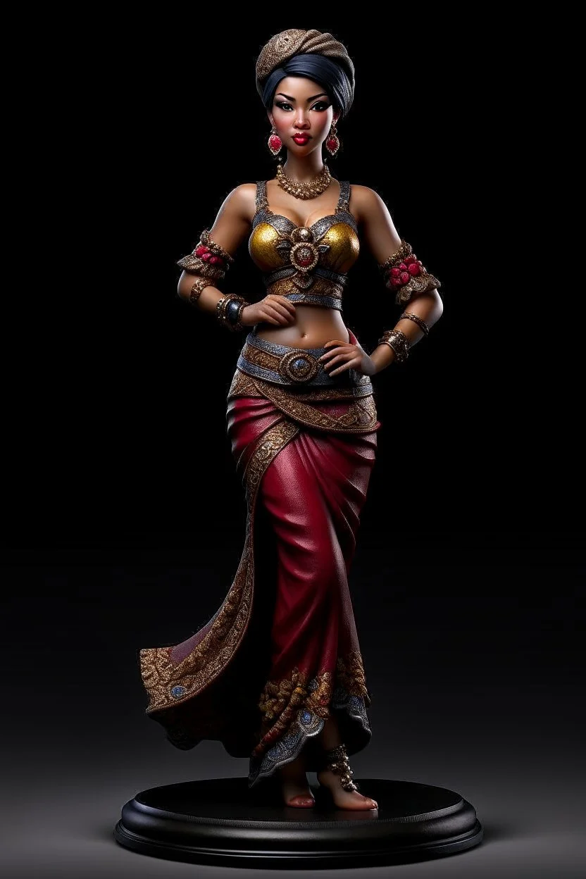 tabletop role-playing miniature of a beautiful women Indonesia. full body. concept art hyperrealism