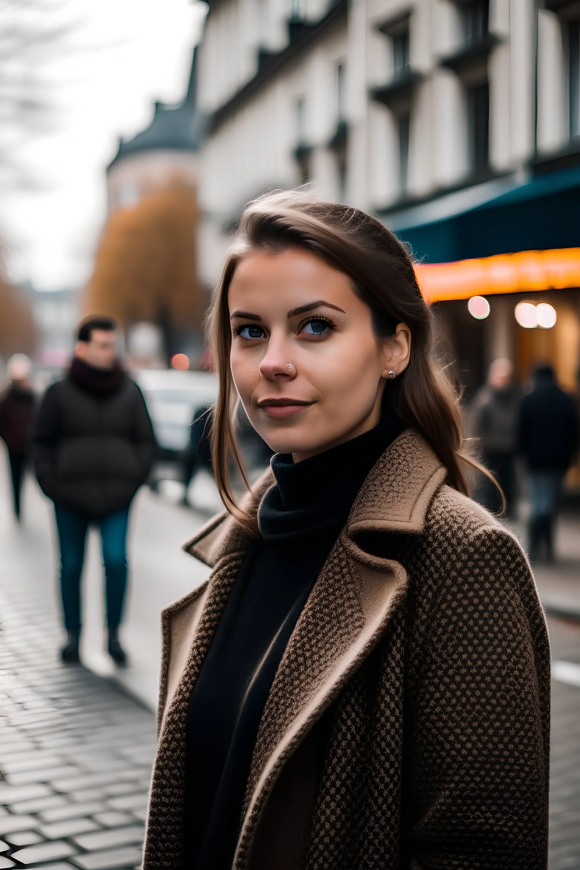 beautiful german woman standing in city