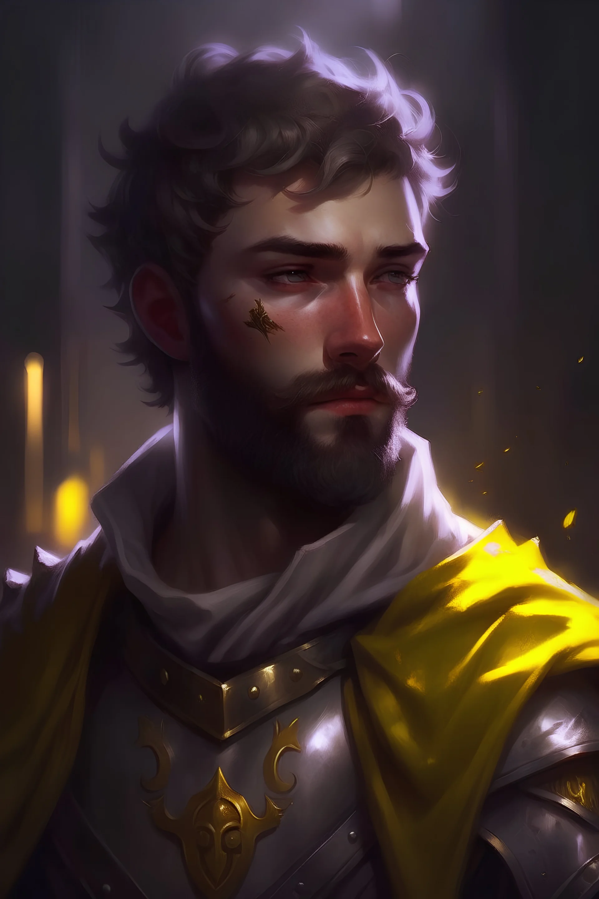 The holy knight, art, male, yellow eyes, short haircut, beard