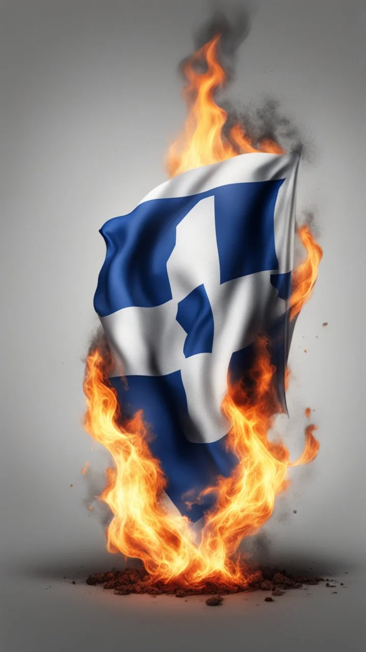 Hyper realistic burning israel flag