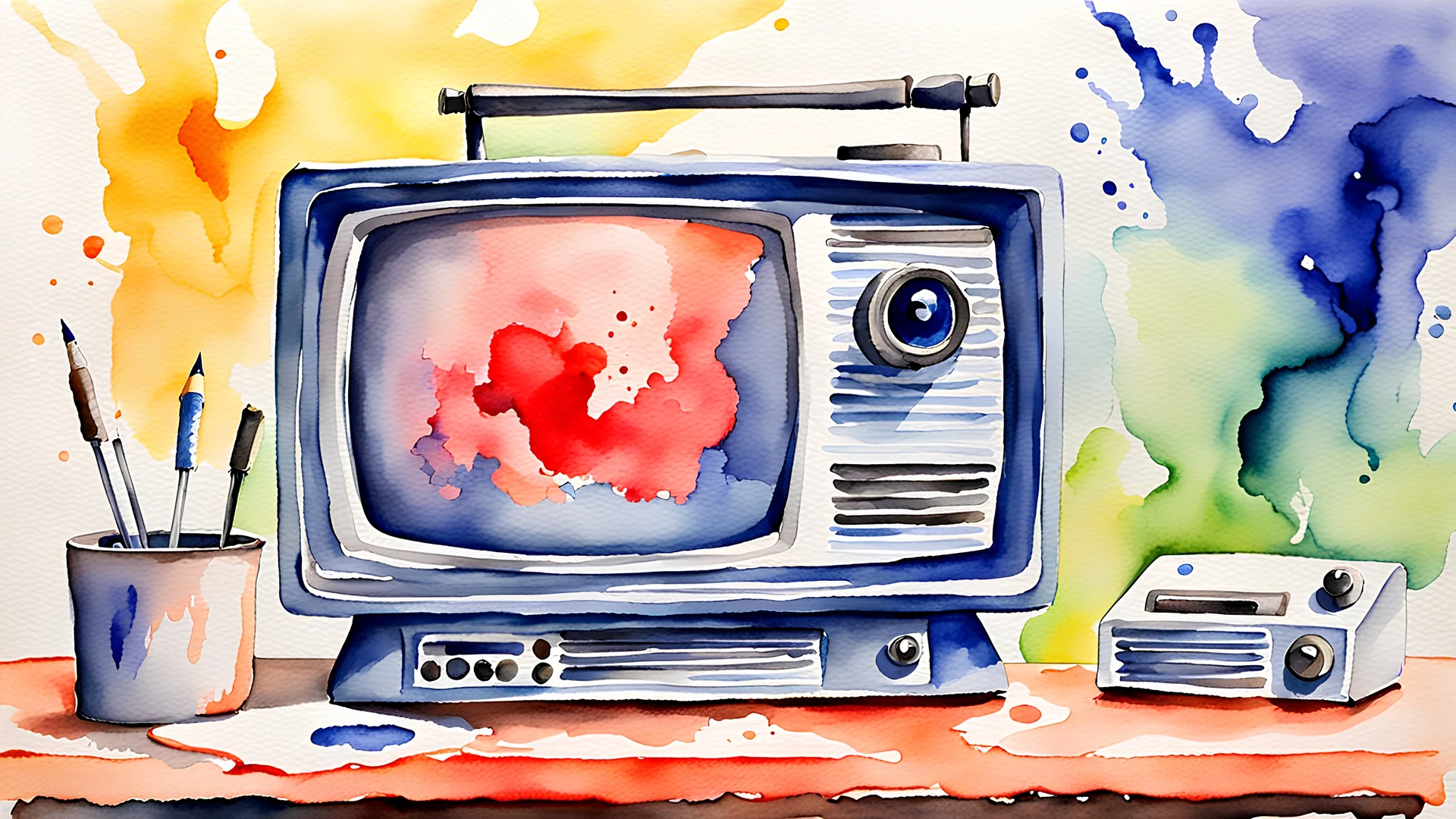 watercolor painting. News. television. TV. Radio. Divorce