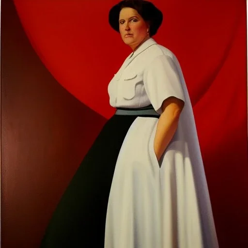 Full body portrait, painting, medium shot lady Socialist Realism