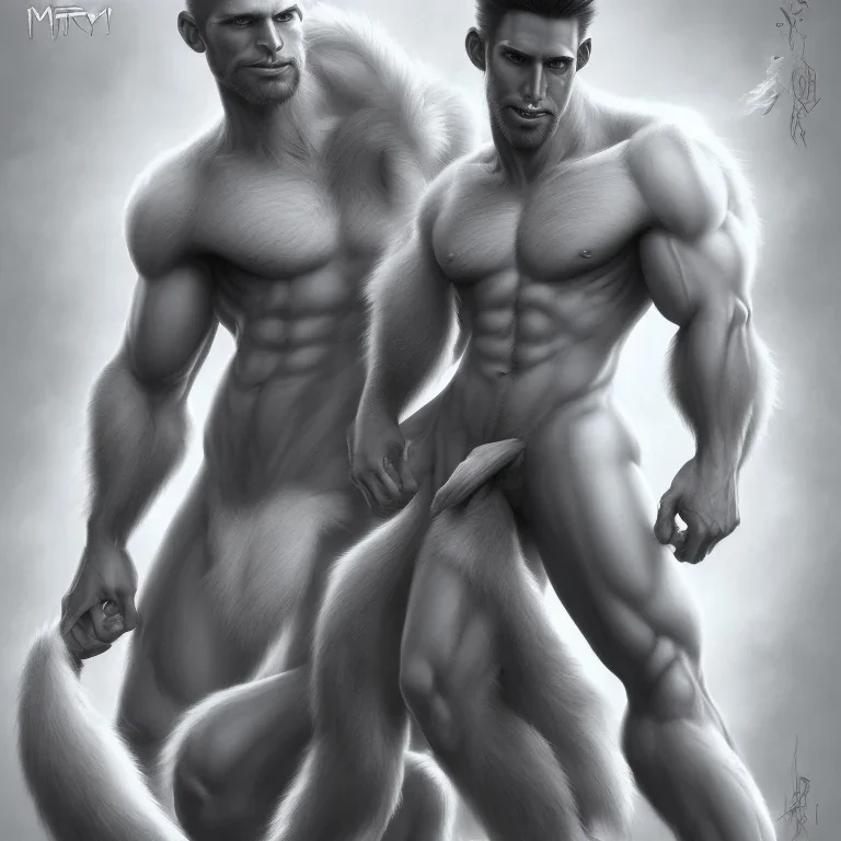  muscular sexy werewolf Dilf with white fur