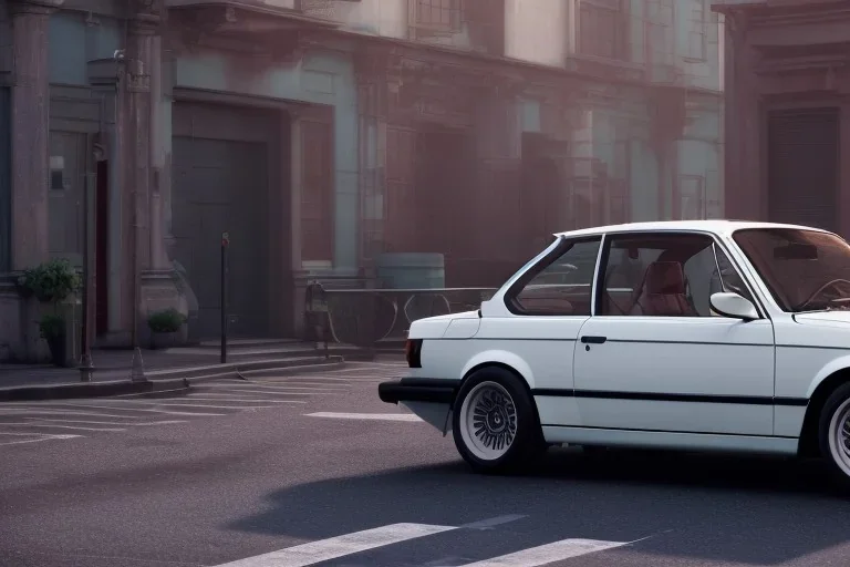 a 1990 bmw 2-door 4k ,ultra realistic,concept, 4k ,on street, parked in crowded city