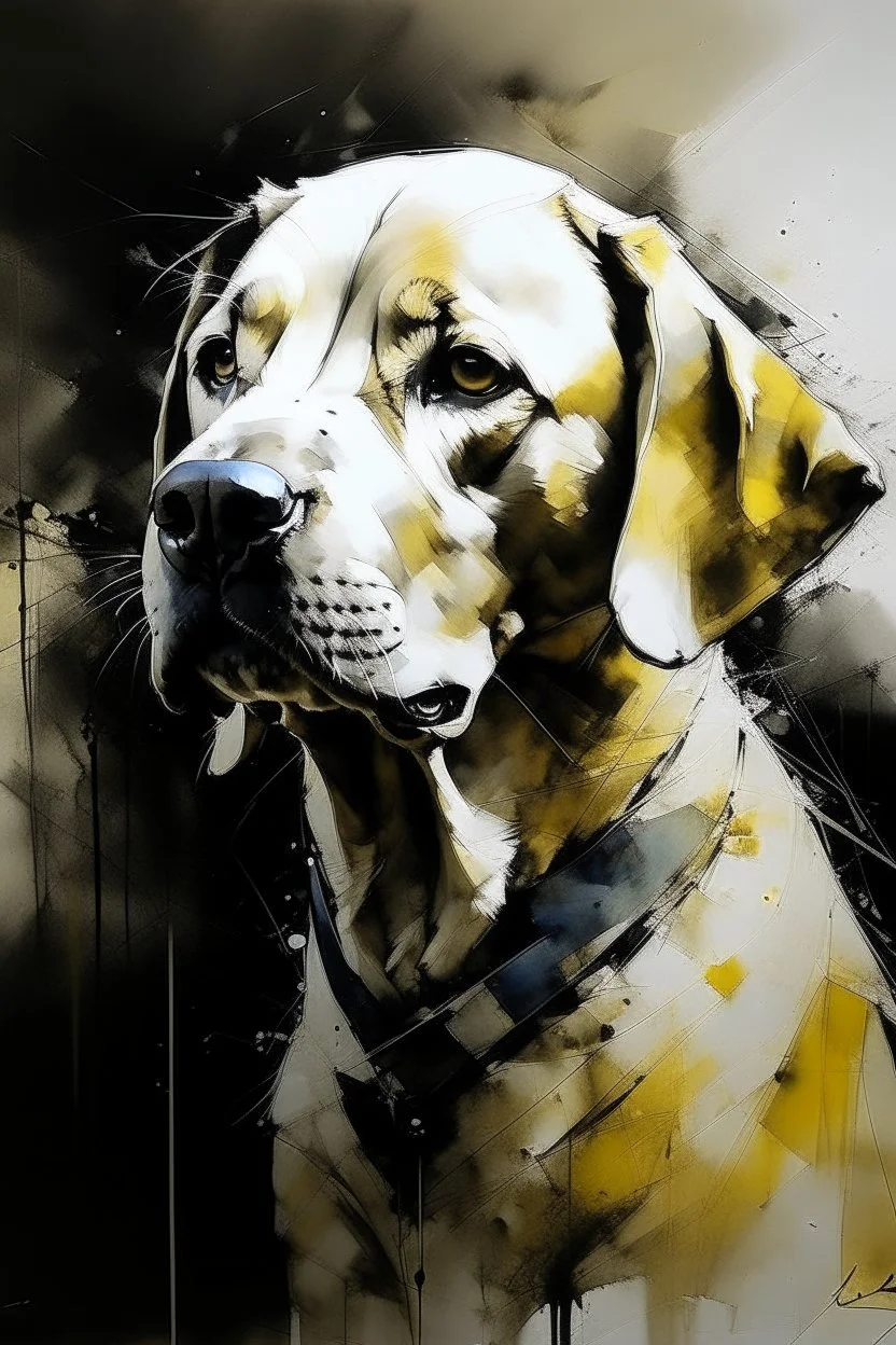 Yellow Labrador in the style of Willem Haenraets, Yoji Shinkawa, Guy Denning, Florian Nicolle