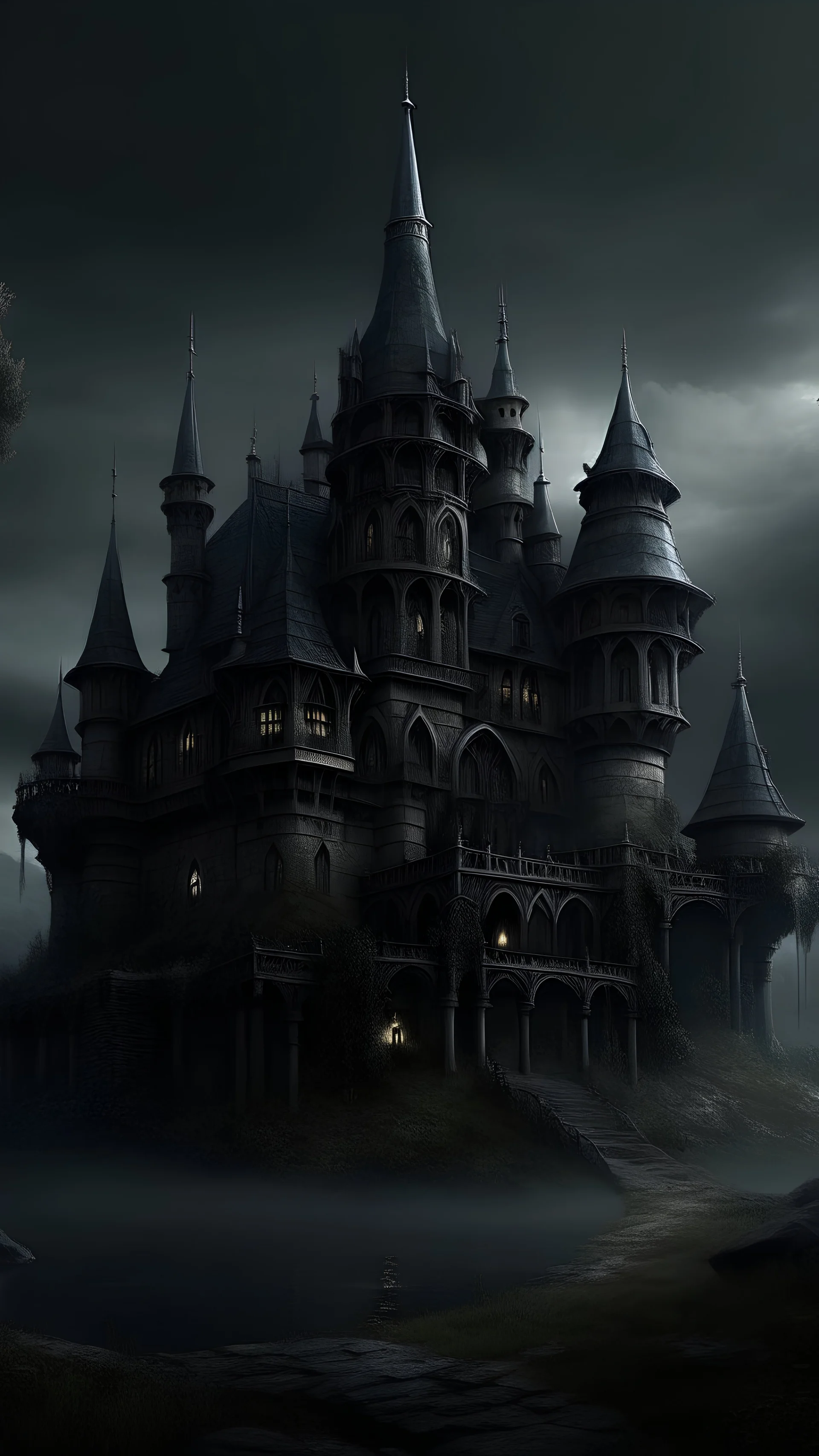 realistic dark fantasy castle wallpaper