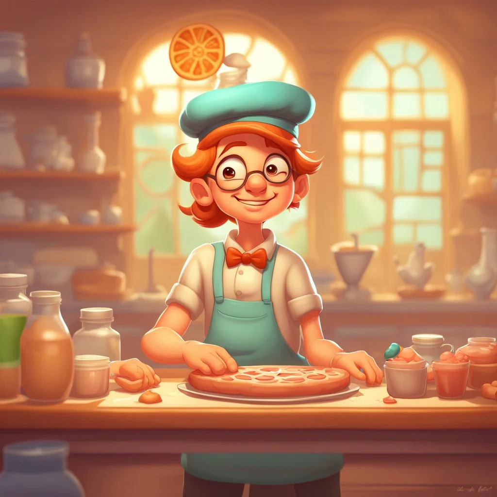 a cartoon character thirty years old confectioner , an ultrafine detailed painting by senior character artist, featured on polycount, sots art, artstation hd, 2d game art, behance hd