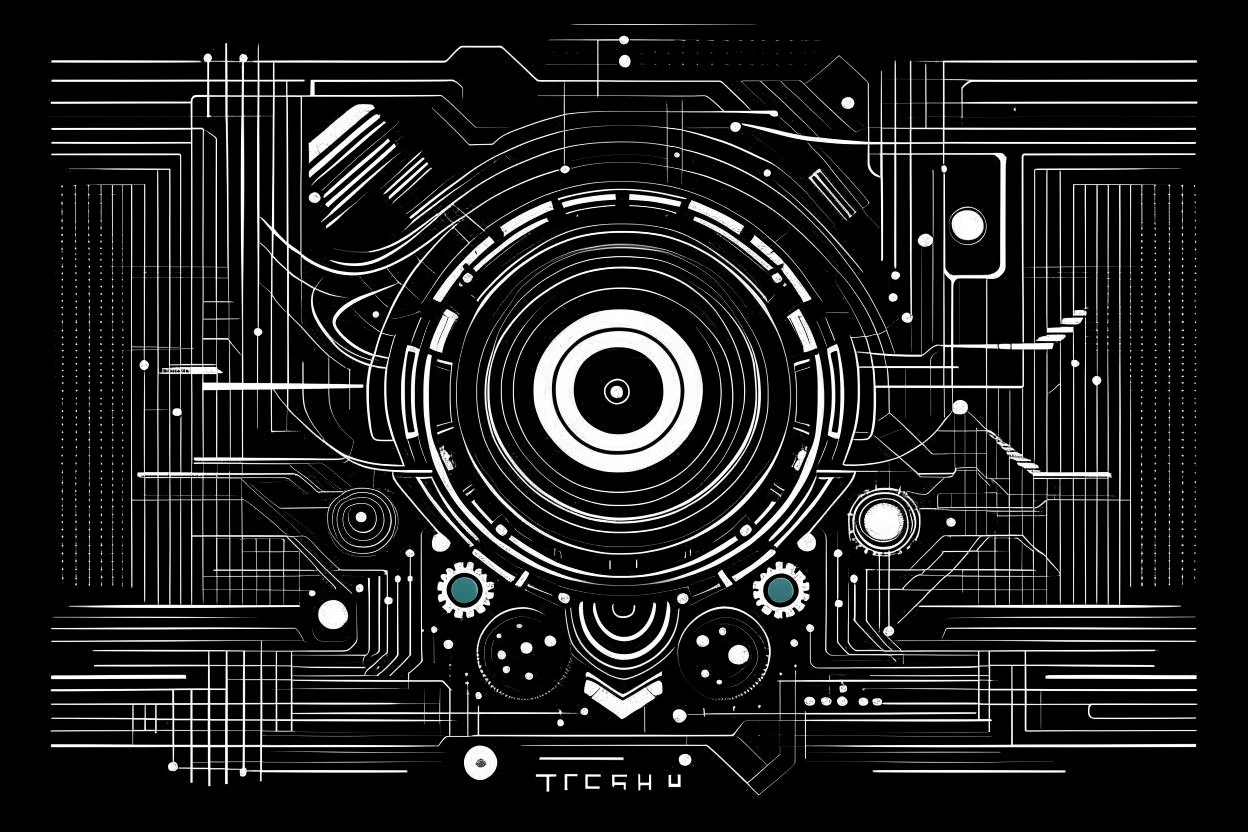 techno music simple black and white