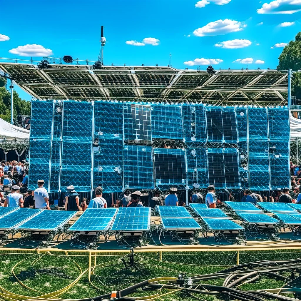 solar panels in a music festival