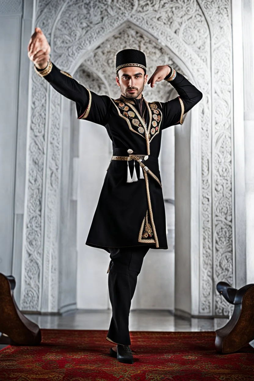 azeri male in traditional dancer costum