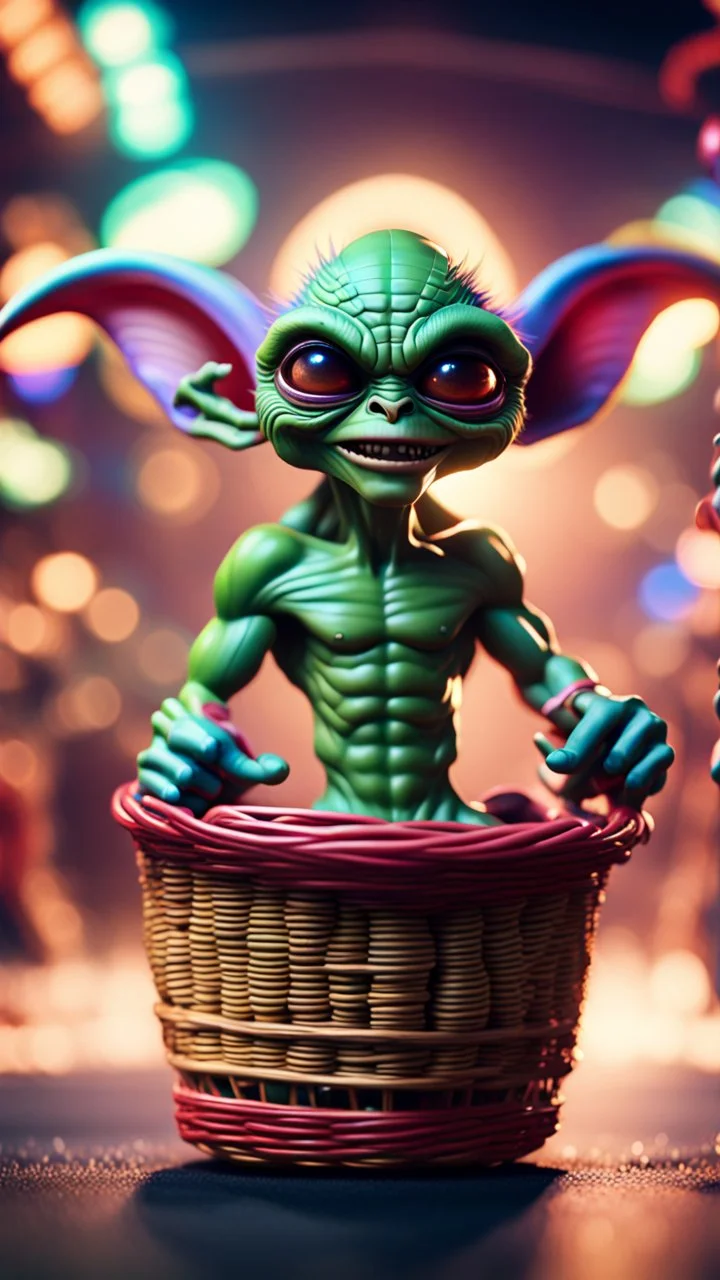 alien gremlin virgin pimp basket team flexing muscles in heaven,bokeh like f/0.8, tilt-shift lens 8k, high detail, smooth render, down-light, unreal engine, prize winning