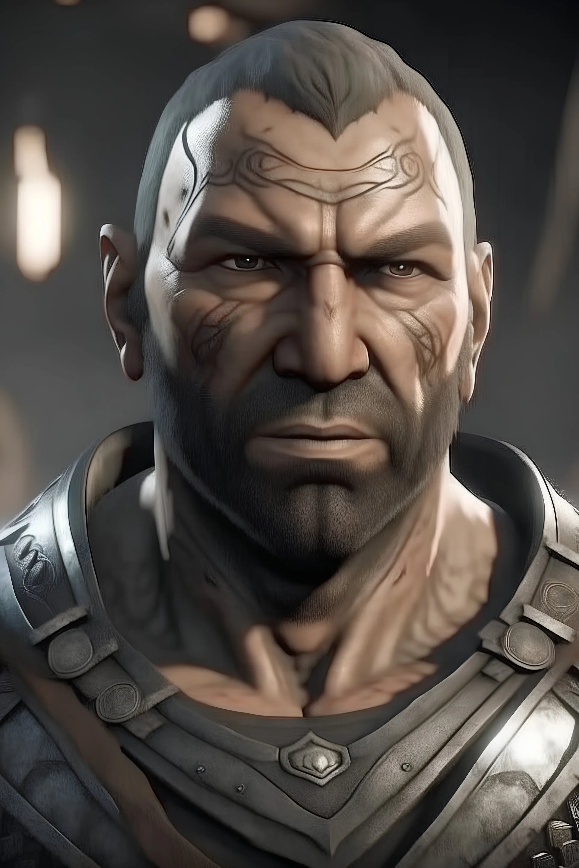 David Bautista in a d&d gray skinned goliath version