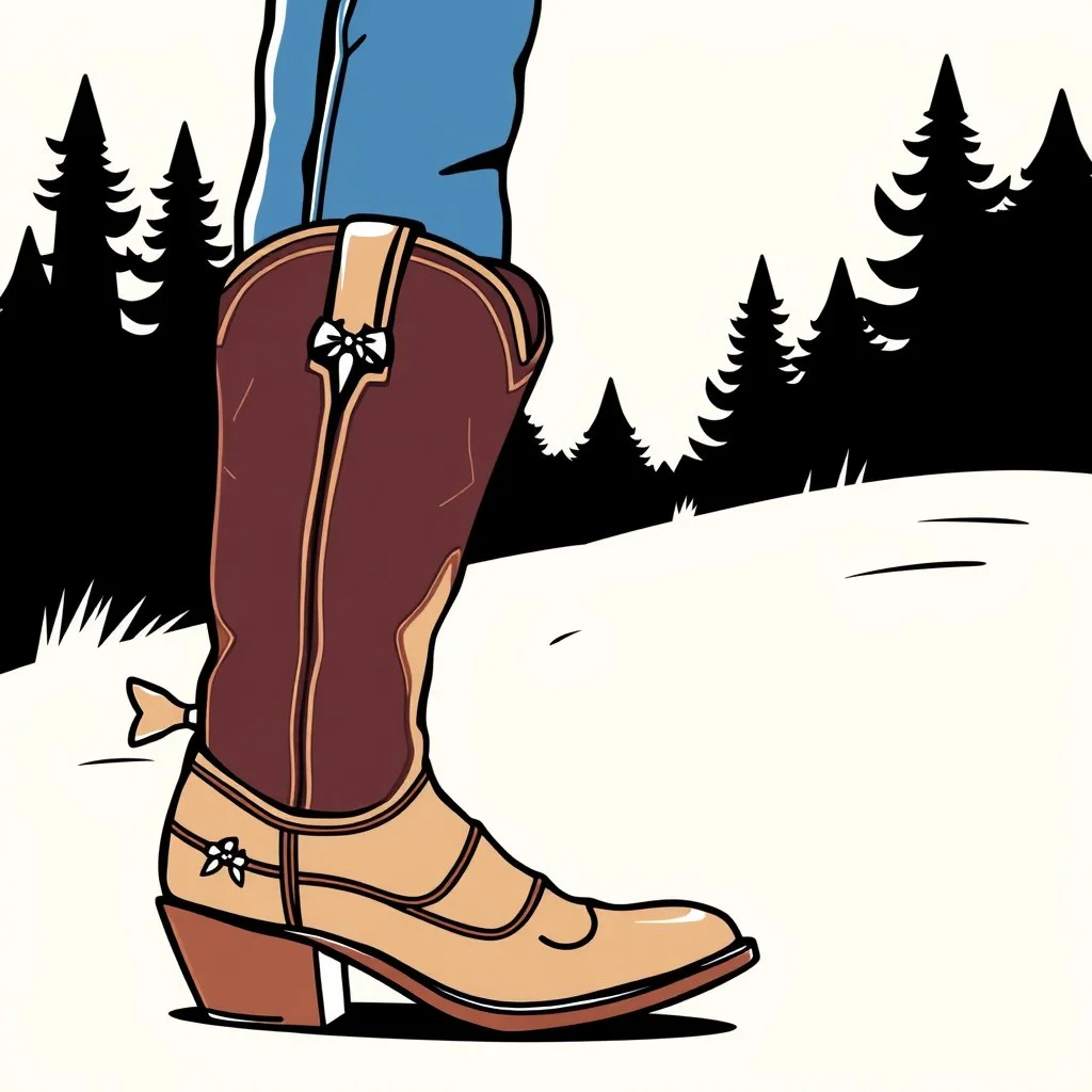 cowboy boots with spurs, side view simplified, graphic element clip art vector