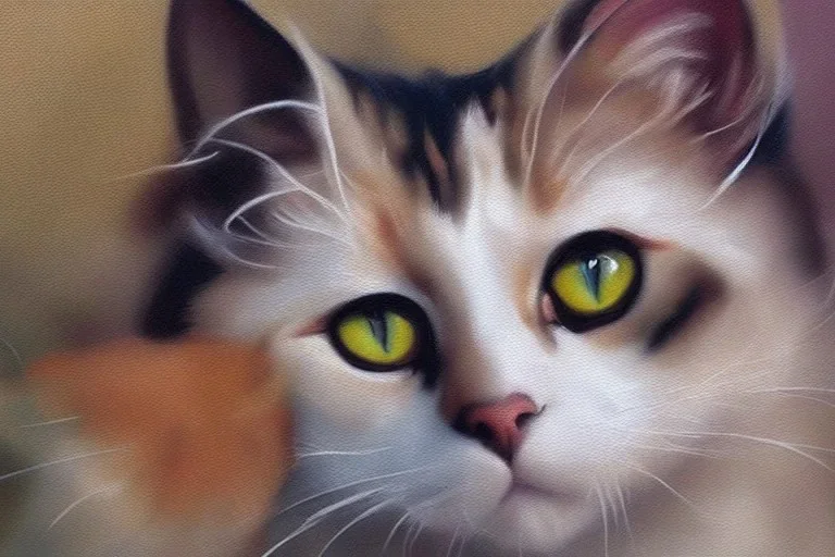 oil painting of a cute cat, hyperrealistic