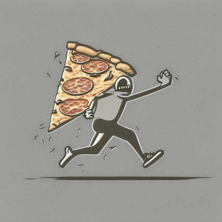 stick man running after a slice of pizza