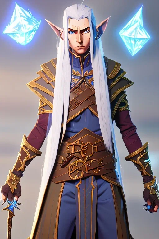 Dungeons and dragons character, wizard elf male,friendly, high detail, High definition, long white hair, wizard robe