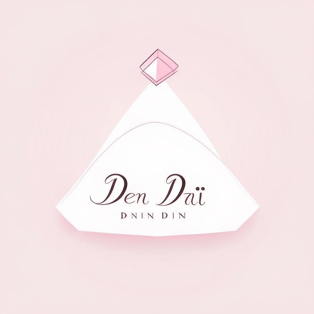 Create a logo with the name Deniz Boutique, inspired by diamond dresses, with the symbol of the dress, baby pink