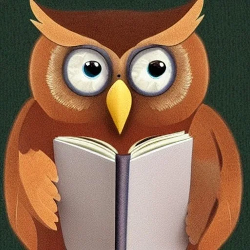 Cute owl reading a book