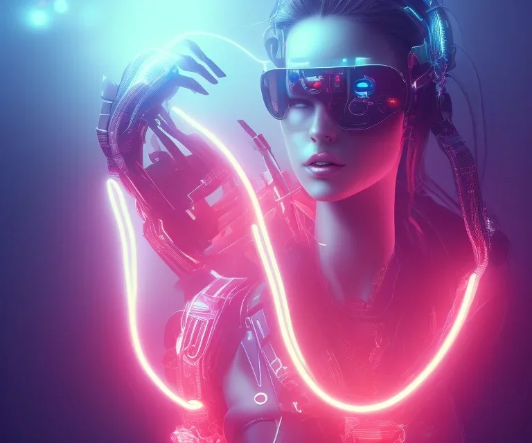 hot girl , neon lights, cyberpunk art, 8k , extremely detailed, high resolution, dark, burning,