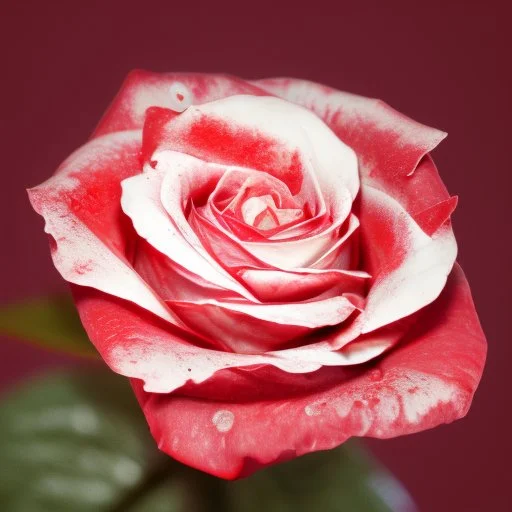 A white rose bleeding red blood from its stem