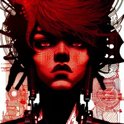 beautiful punk girl, hyper detailed, hyperdetailed, intricately detailed, illustration by <kilian eng> <Yoji Shinkawa>, darkred tones,